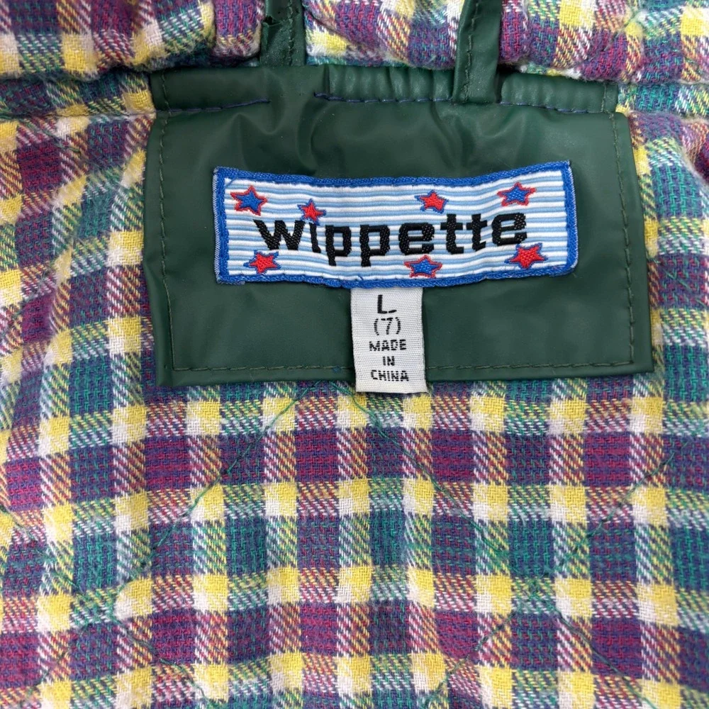 Vintage Wippette Vinyl‎ Raincoat Jacket Waterproof Green Flannel Plaid Lined